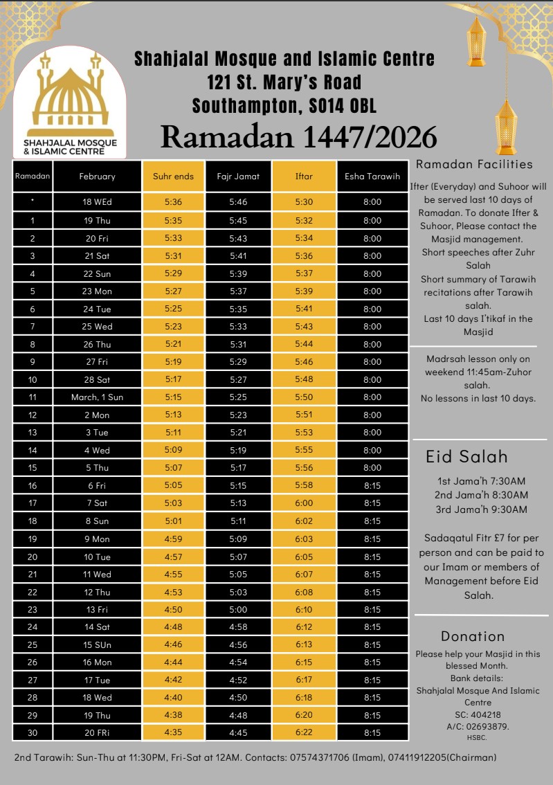 Ramadan Timetable